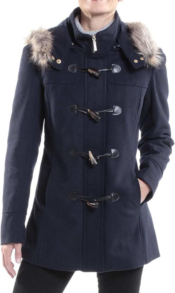Duffy Womens Wool Coat Fur Trim Hooded Parka Jacket | Amazon (US)