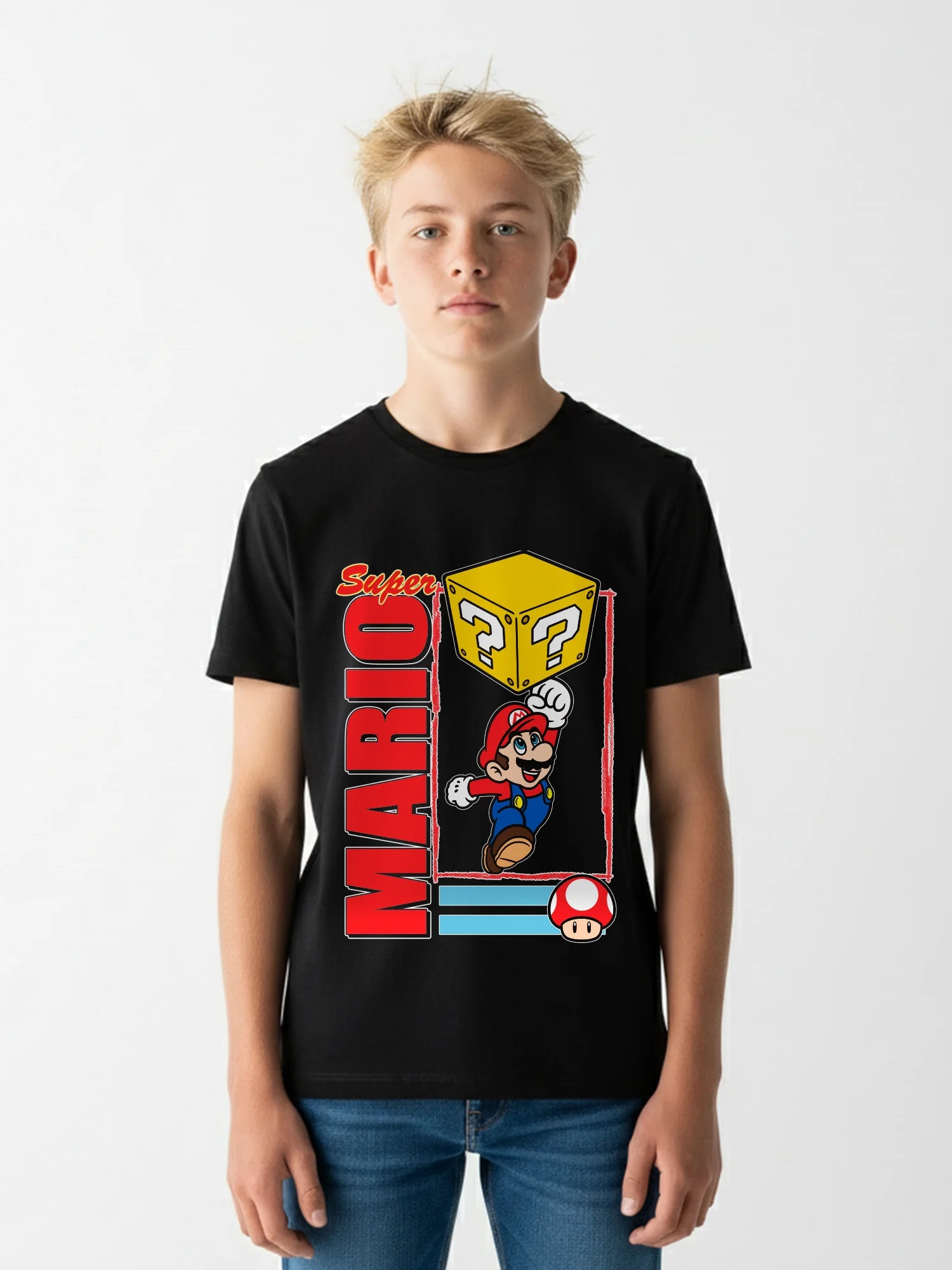 Super Mario Bros. Boys' Graphic Tee with Short Sleeves, Mario Jump, Sizes 4-18 - Walmart.com | Walmart (US)