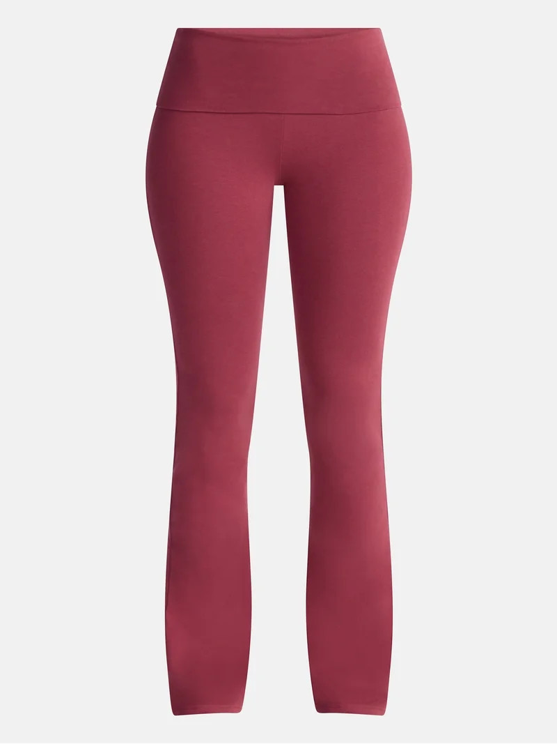 No Boundaries Foldover Cotton Blend Flare Pants, 33" Inseam, Women's XS-XXL | Walmart (US)