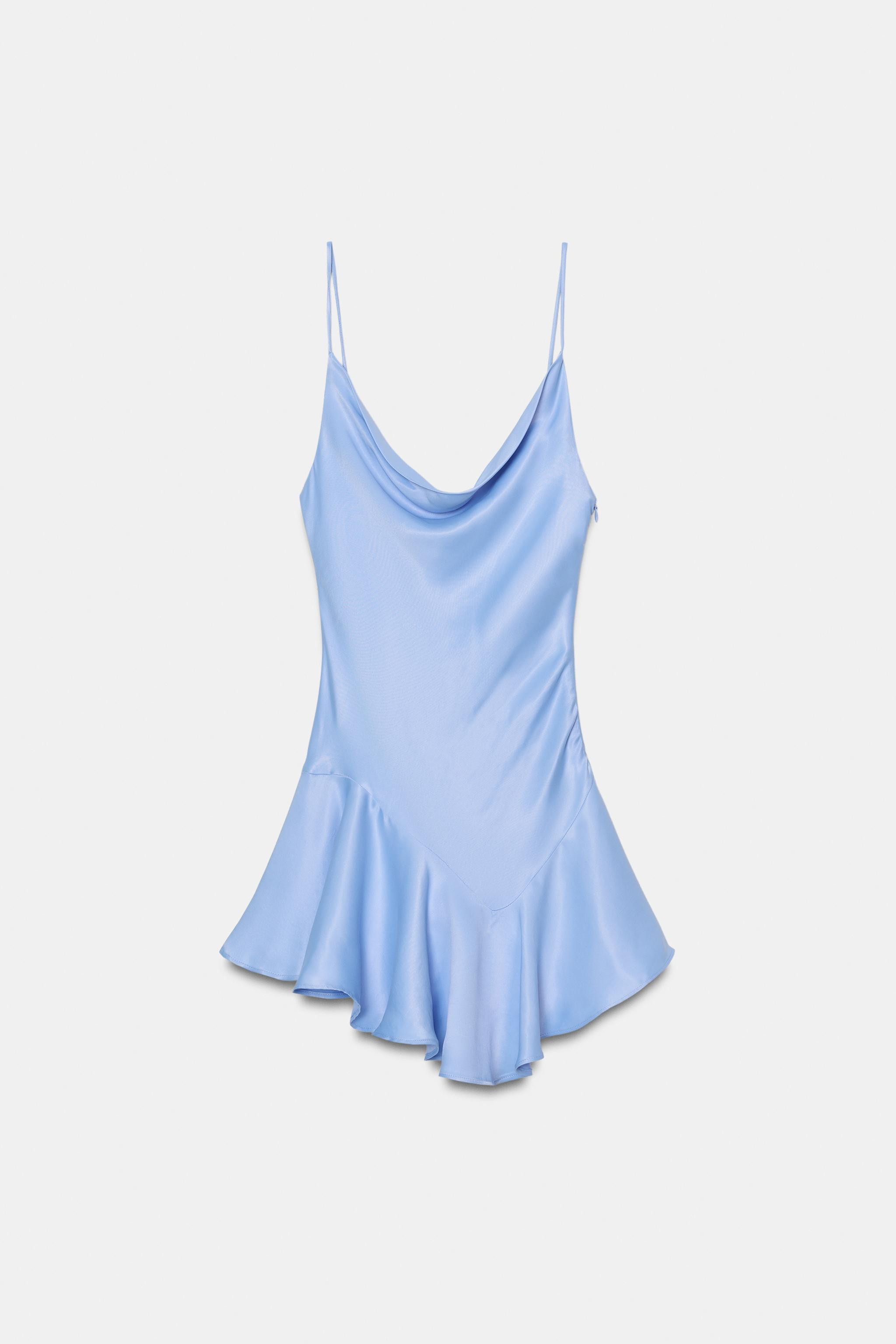 ASYMMETRIC HEM SATIN EFFECT SHORT DRESS | Zara US