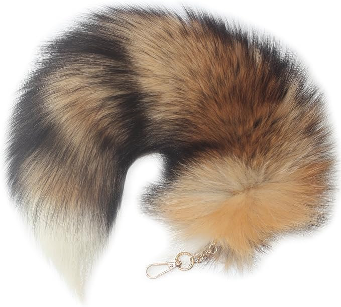 Luxe Fox Fur Tail Keychain - Fashion Accessory with Gold Clasp | Amazon (US)