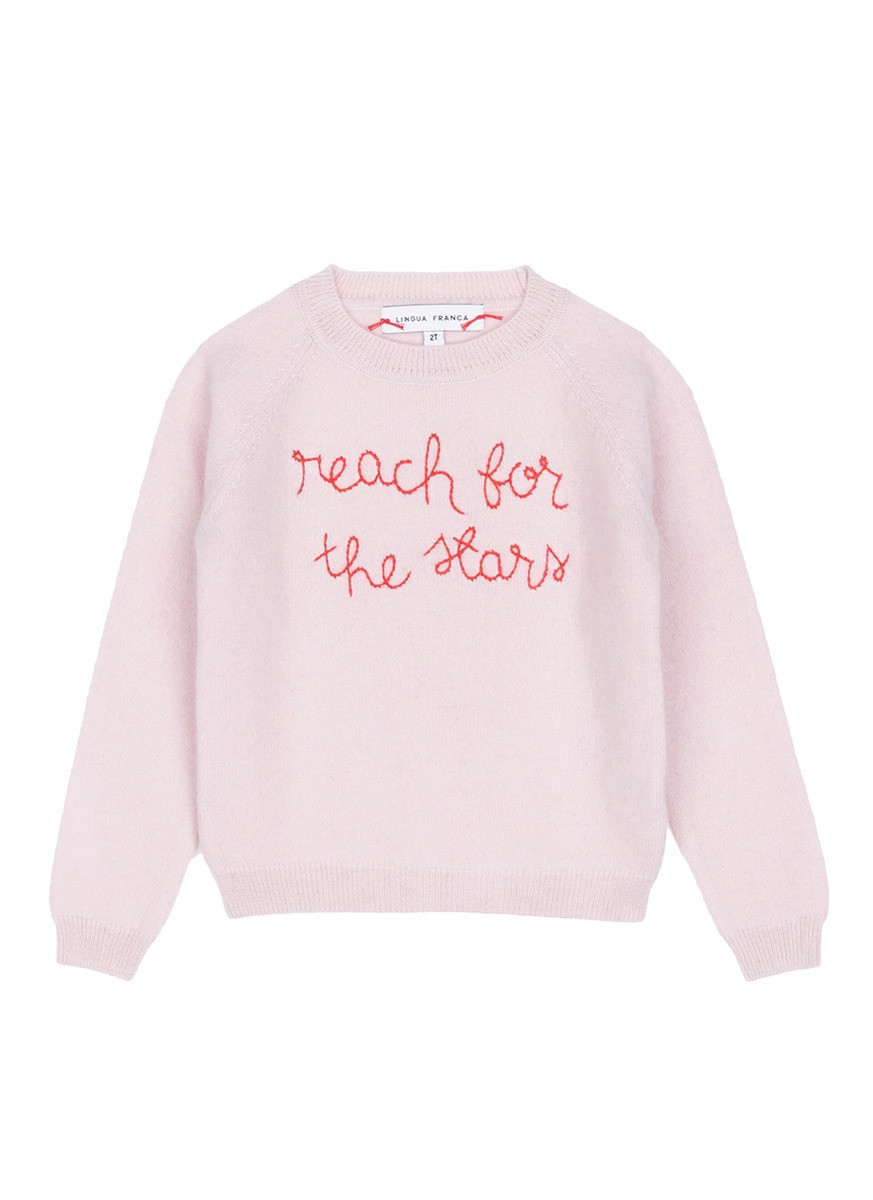 Reach For The Stars' slogan embroidered cashmere kids sweater | Lane Crawford (US)