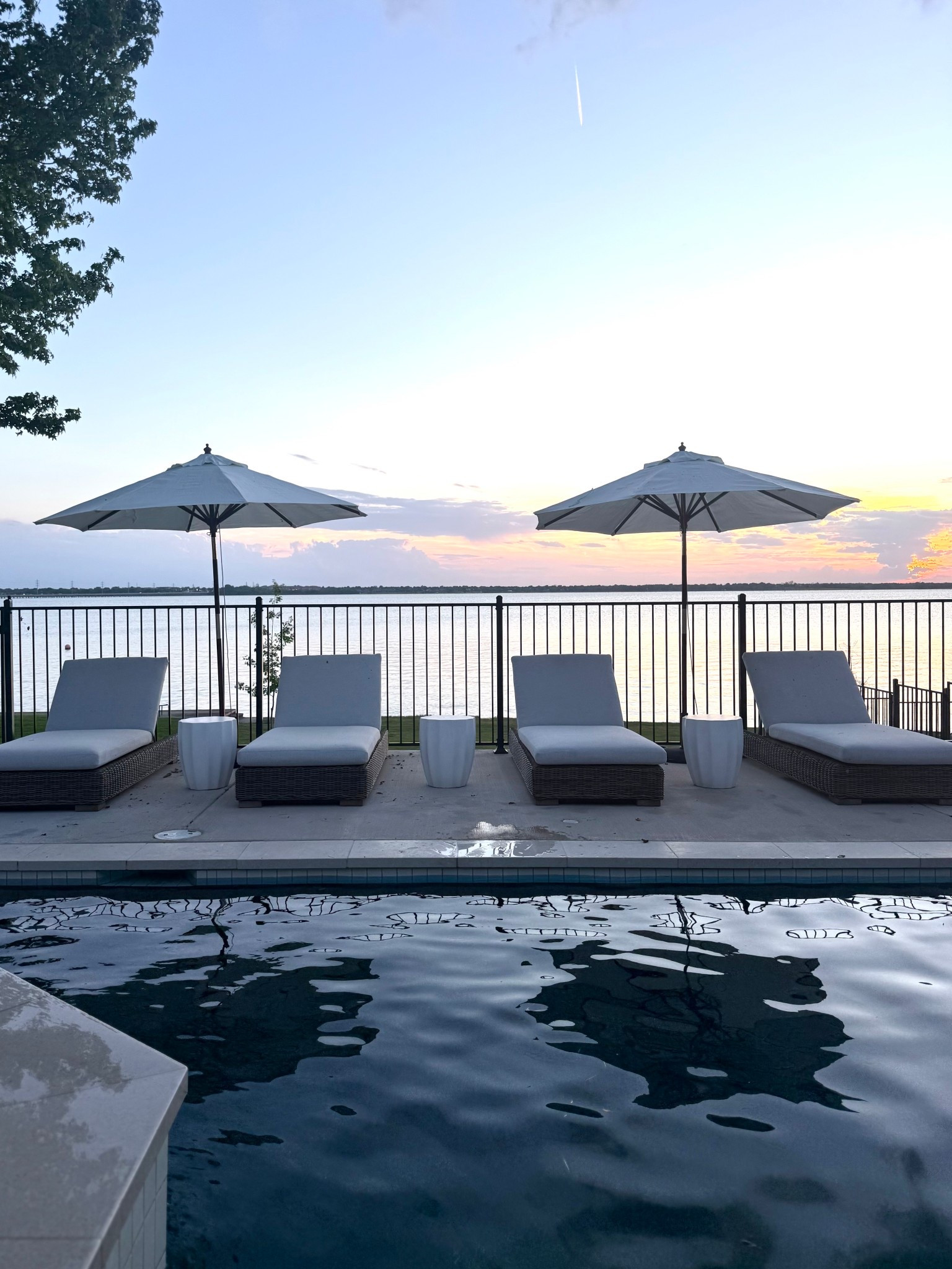 The chaise loungers are YardBird (unable to link), and so good. Patio stools, patio umbrellas, and umbrella concrete weights are all affordable and linked.