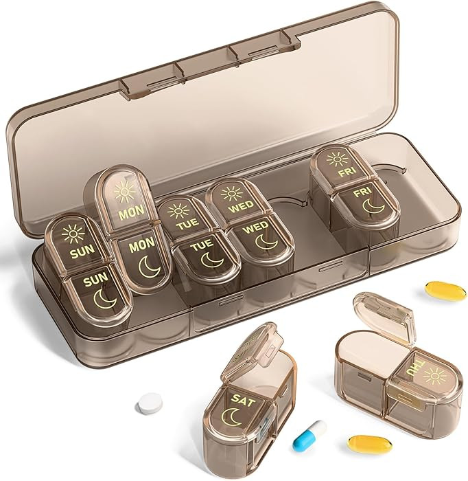 Weekly Pill Organizer 2 Times a Day, 7-Day AM PM Pill Box, Travel Pill Case, Medicine Pill Organi... | Amazon (US)