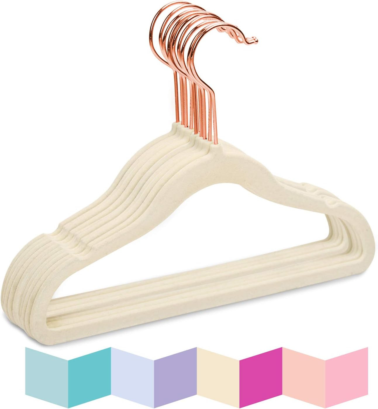 MIZGI Premium Kids Velvet Hangers (Pack of 50) with Copper/Rose Gold Hooks,Space Saving Ultra Thi... | Amazon (US)