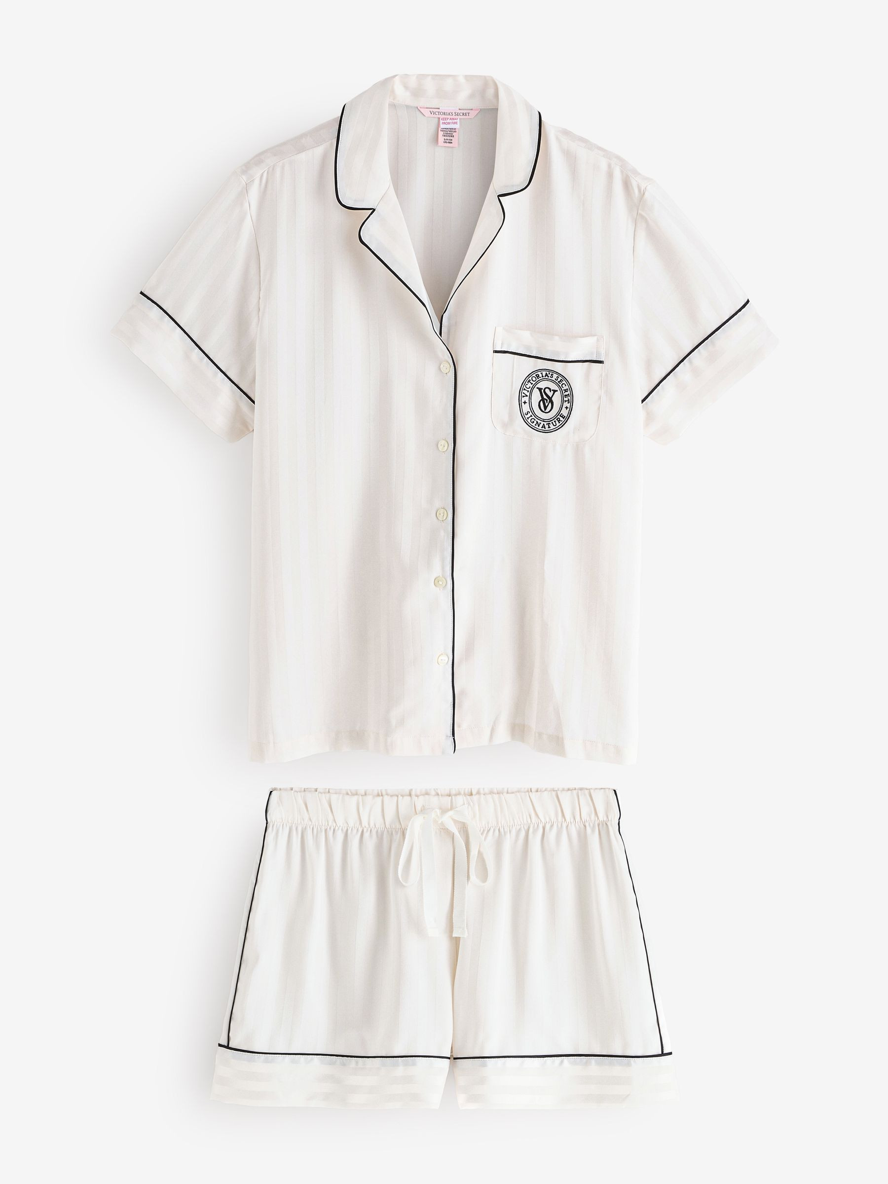 White Stripe Satin Short Pyjama Set | Victoria's Secret UK | Victoria's Secret UK