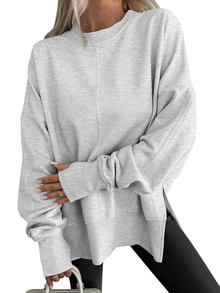 ANRABESS Women Oversized Sweatshirts Thumbhole Long Sleeve Hoodies Shirts 2025 Fall Side Slit Pul... | Amazon (US)