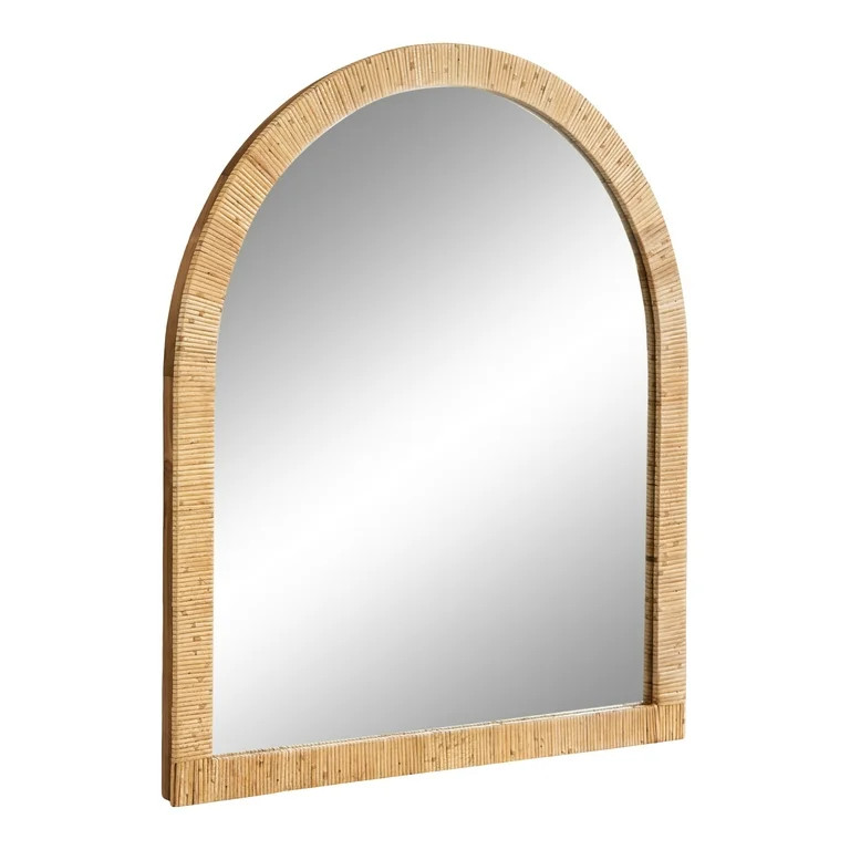 Kate and Laurel Rahfy Boho Arch Rattan Wall Mirror, 28 x 32, Natural Wood, Decorative Wooden Mirr... | Walmart (US)