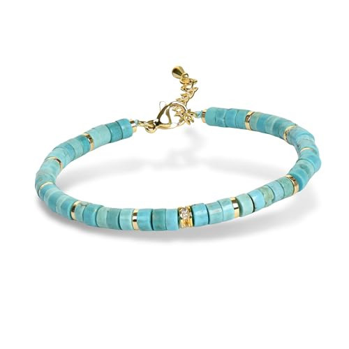 LuckGift Turquoise Beaded Bracelet for Women – Handmade Gemstone Jewelry, Adjustable Layering Design, Unique Gift for Wife or Girlfriend, Birthday or Holiday | Amazon (US)