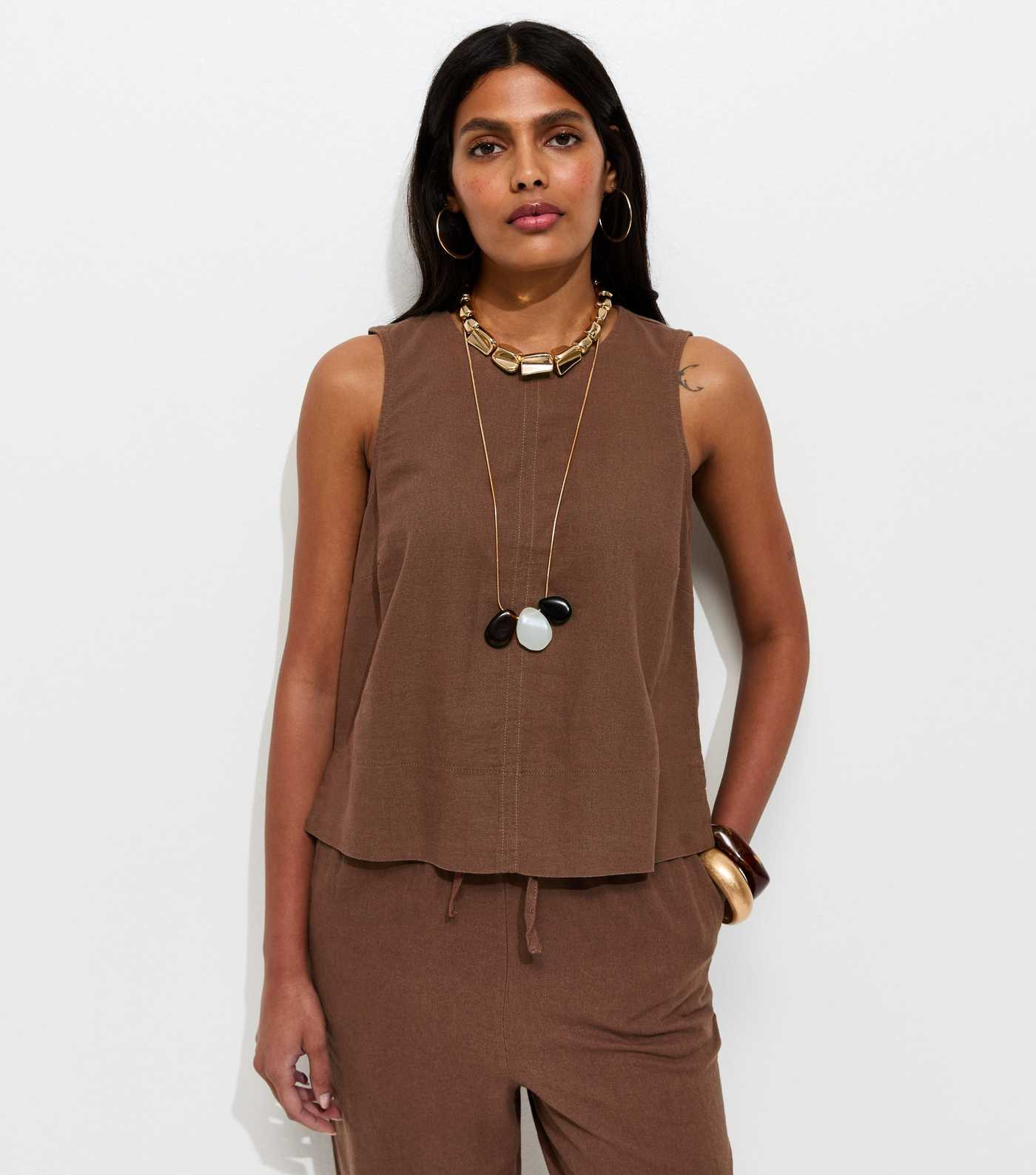 Brown Linen Blend Sleeveless Top | New Look | New Look (UK)