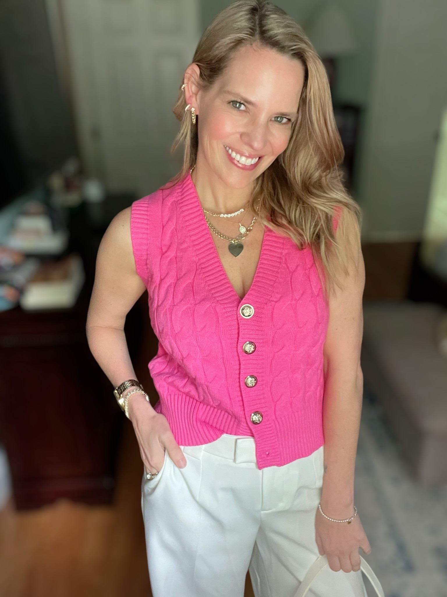 ASHLEYBA for 10% off my Melinda Maria jewelry
From laundry day to date night — this look is proof that pearls and polish never go out of style!
I started the day in classic “coastal grandma” mode with a sunshine yellow sweater ☀️, blue + white embroidered seersucker skirt 🌼, and my Melinda Maria necklace stack ✨ — featuring the Diamondette Tennis Necklace 💎, gold Initial Pendant ✨, and bold Heart Charm Necklace 💛 for the prettiest layered luxe.

By evening, I swapped into a hot pink cable knit vest 💖 with glam gold buttons and crisp white wide-leg trousers 🤍 — comfy and chic. The stacked gold jewelry totally pulled both looks together for an effortlessly polished transition!

This golden glow-up is my everyday go-to for sparkle that slays all day —
Use code ASHLEYBA for 10% off at Melinda Maria! You’ll be layering these pieces on repeat!

#MelindaMaria #ASHLEYBA #JewelryStack #CoastalGrandmaStyle #DayToNightLook #LTKSpringStyle #ChicMomStyle #LTKunder100 #GoldJewelryLove #Pearlcore #NecklaceLayering #ClassicStyle #OOTDInspo #DateNightReady


#LTKFindsUnder100 #LTKFindsUnder50 #LTKWorkwear