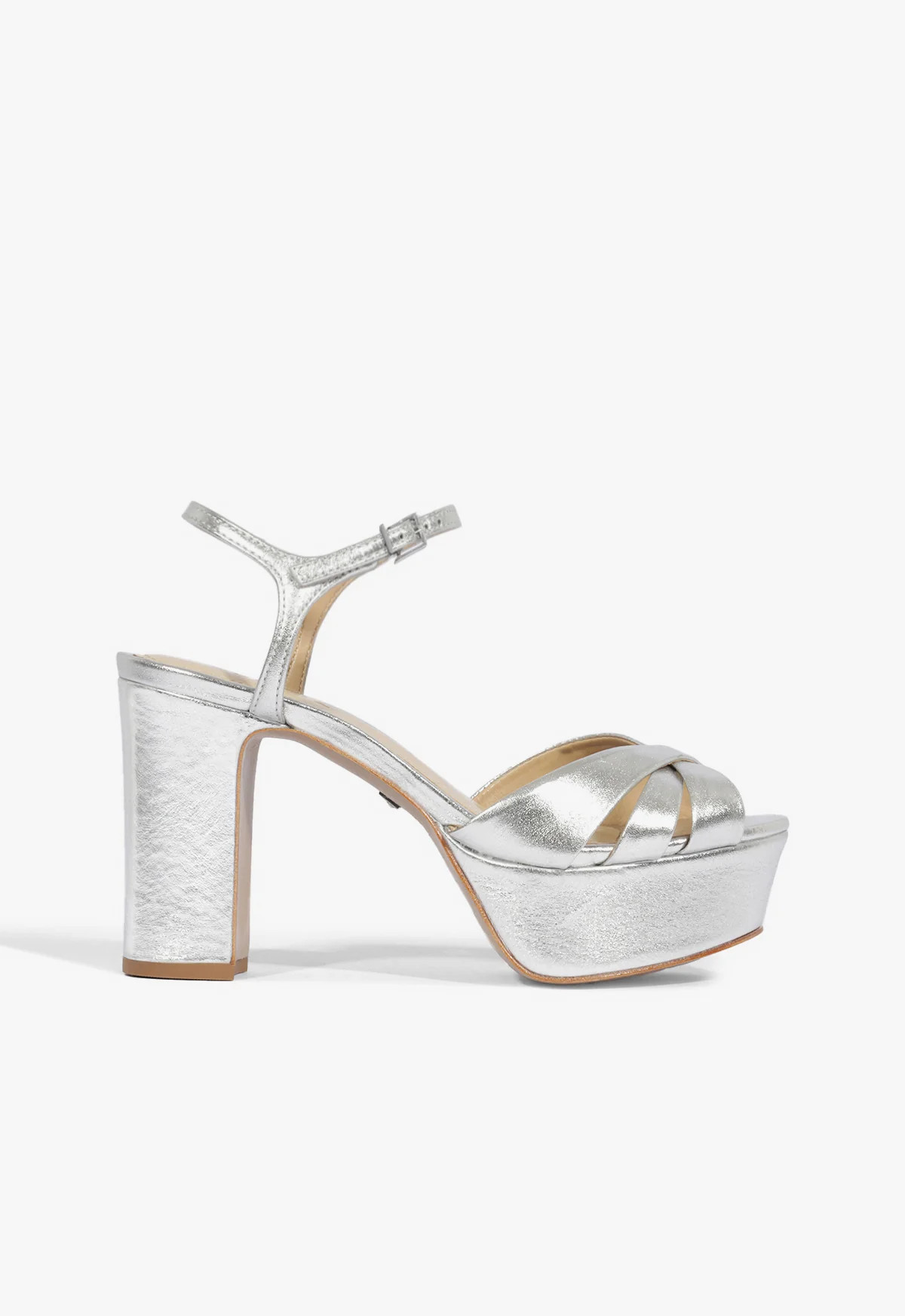 Keefa Platform Sandal | Silver | Leather | Schutz (US)