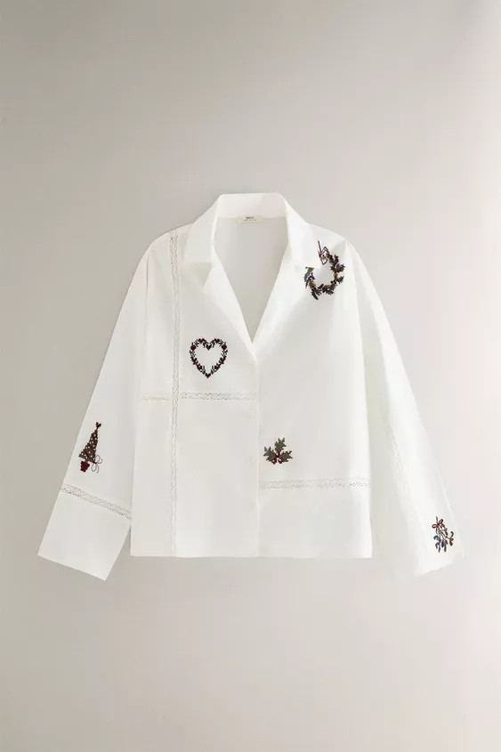 CHRISTMAS EMBROIDERED SHIRT | Zara US