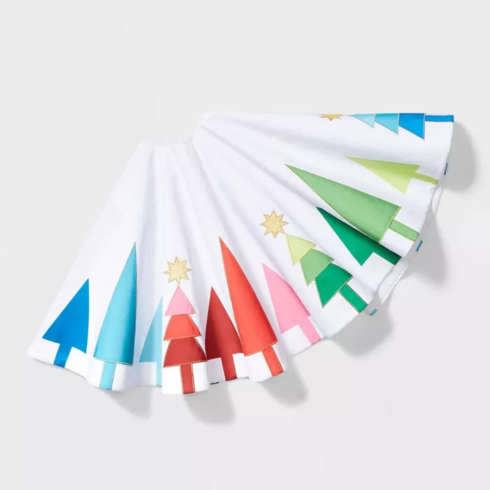 48in Colorful Trees Christmas Tree Skirt White - Wondershop™ | Target