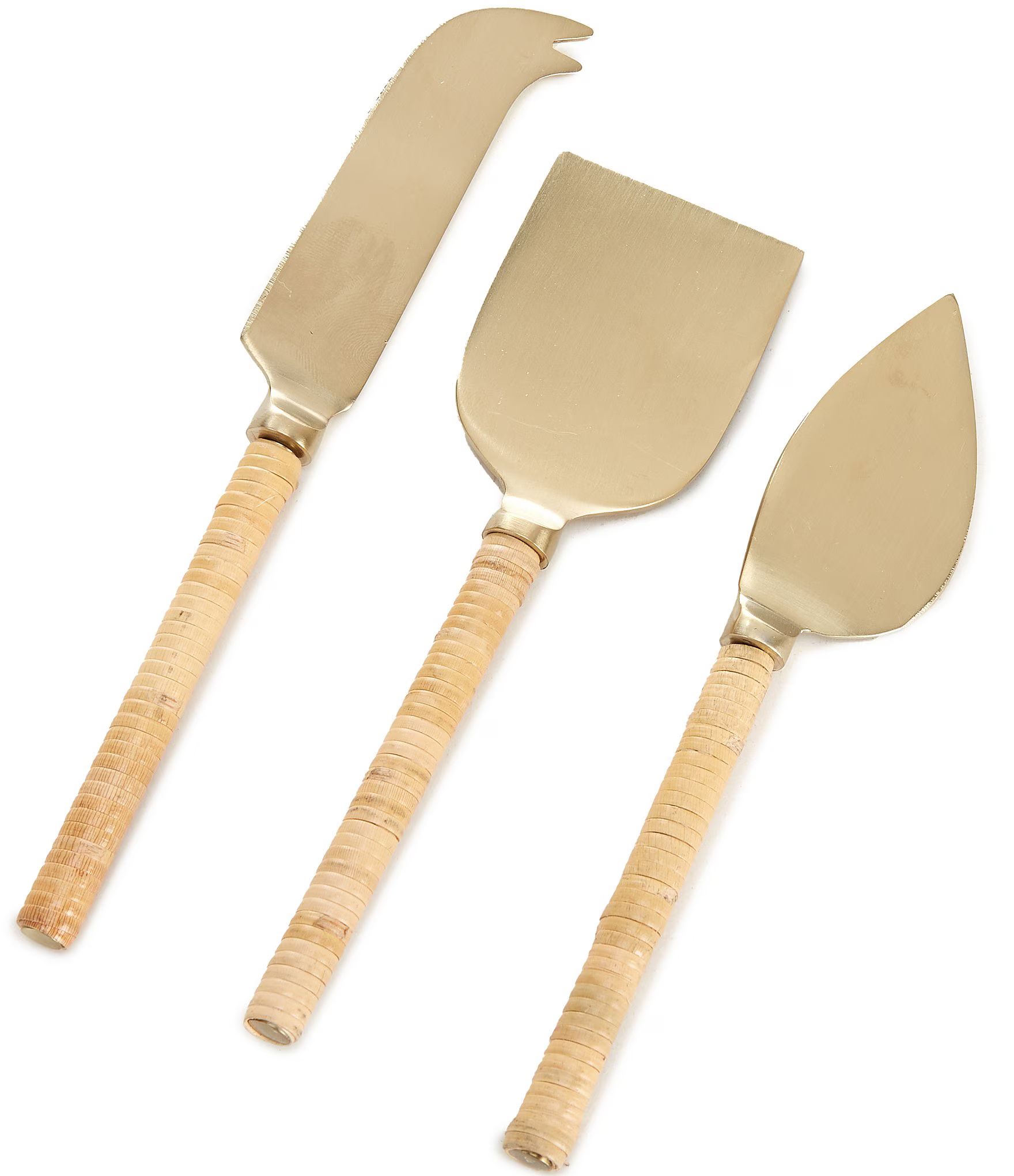 Gold Rattan Cheese Tools, Set of 3 | Dillard's