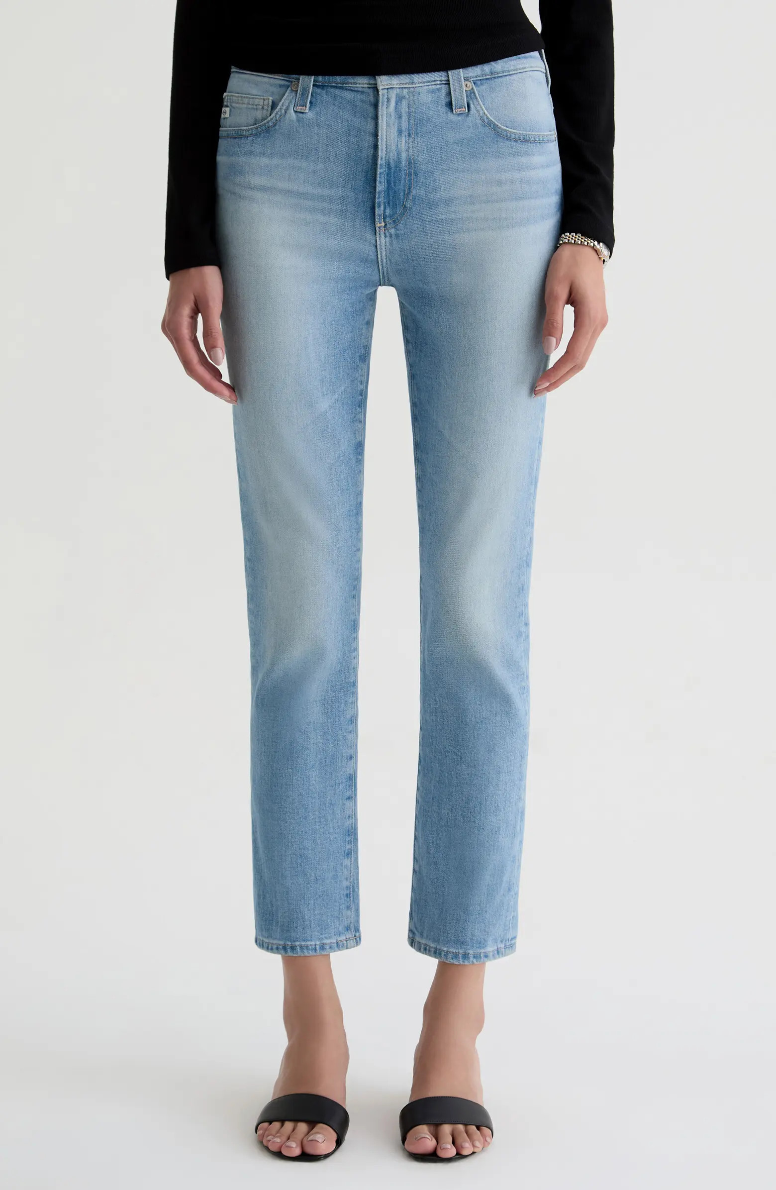 Mari Mid Rise Ankle Slim Straight Leg Jeans | Nordstrom