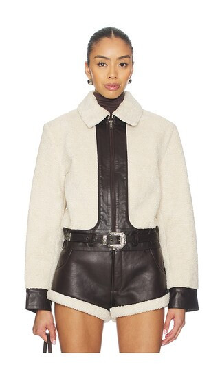 Understated Leather Faux Shearling Leather Jacket in Cream. - size M | Revolve Clothing (Global)