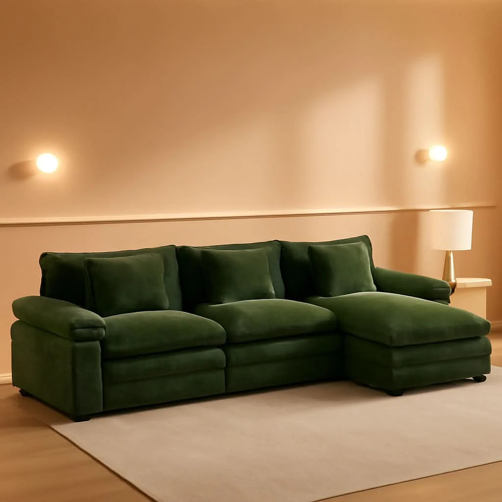 120Inch Green Modular Sectional Sofa Featuring Ottoman | Shop Simon