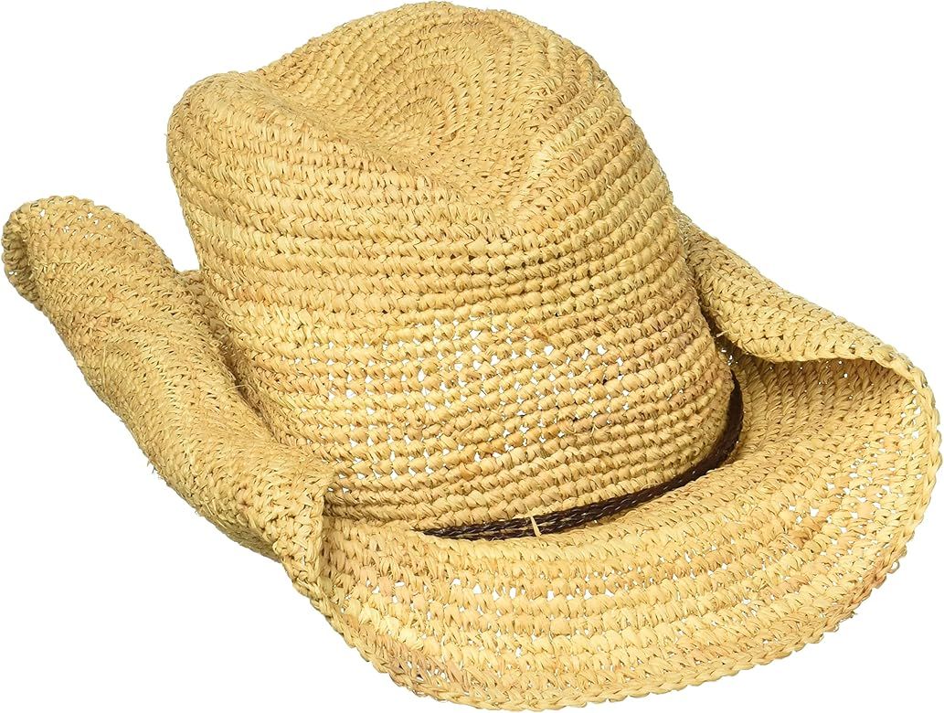 San Diego Hat Company Women's Crocheted Raffia Cowboy Hat,Natural,One Size | Amazon (US)