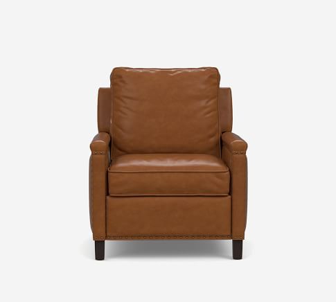 Irving Roll Arm Leather Recliner with Nailheads | Pottery Barn (US)