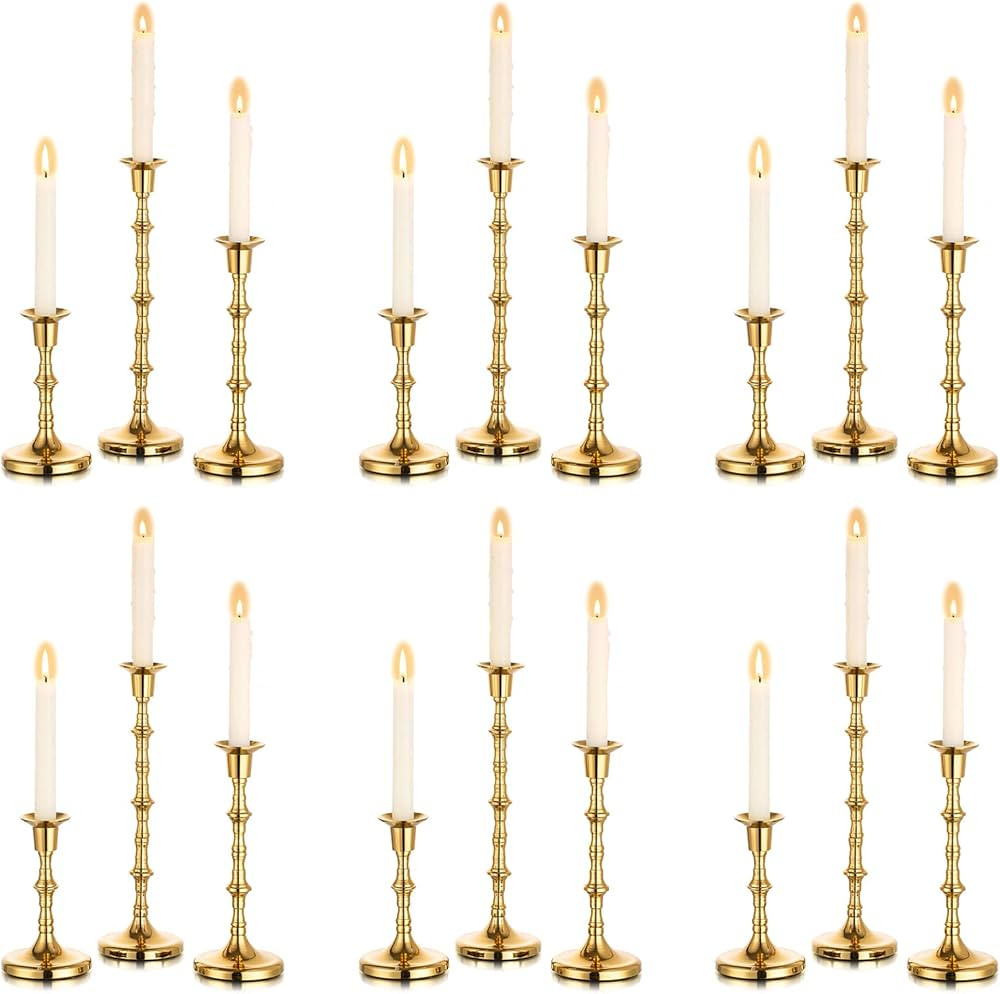 Nuptio Gold Candle Holder Taper Candle Holders Candlesticks Modern Iron Metal Candle Sticks Holde... | Amazon (US)