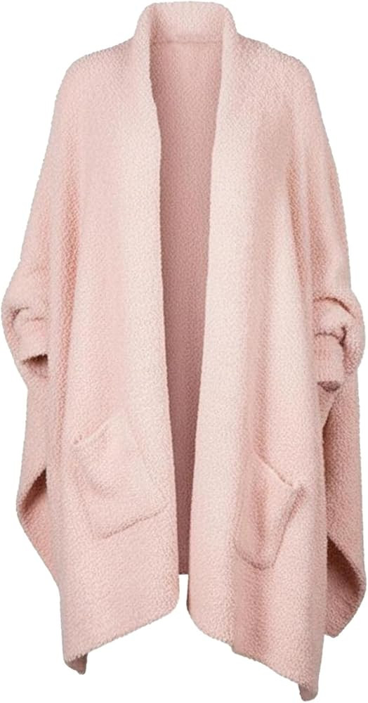 Wearable Blanket Sherpa Poncho Unique Office Work Warm Cozy Shawl TV Throw Blankets, Plush Cape W... | Amazon (US)