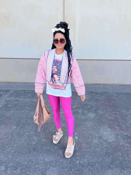jacket - reversible & under $45
sandals - boho amazingness 
leggings - old YPB 
Diana Ross T-shirt - almost sold out
bow - ribbon from Hobby Lobby 
bag - thrifted $5 

#outfitshare
#DianaRoss
#bandtshirt
#pink
#pinkoutfit
#LTKseasonal
#LTKstyletip
#LTKsalealert
#LTKshoecrush
#YPB
#outfitidea
