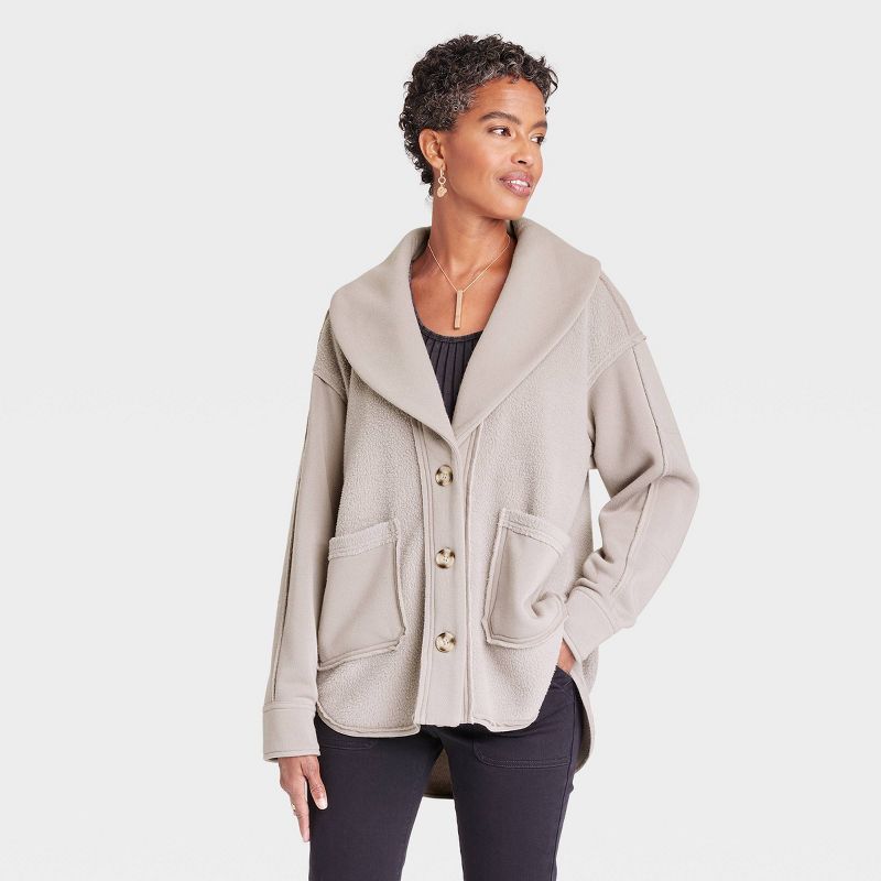 Women's Fleece Shawl Collar Jacket - Knox Rose™ | Target