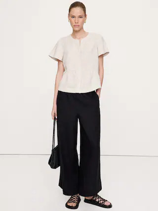 Linen Flutter-Sleeve Top | Banana Republic (US)
