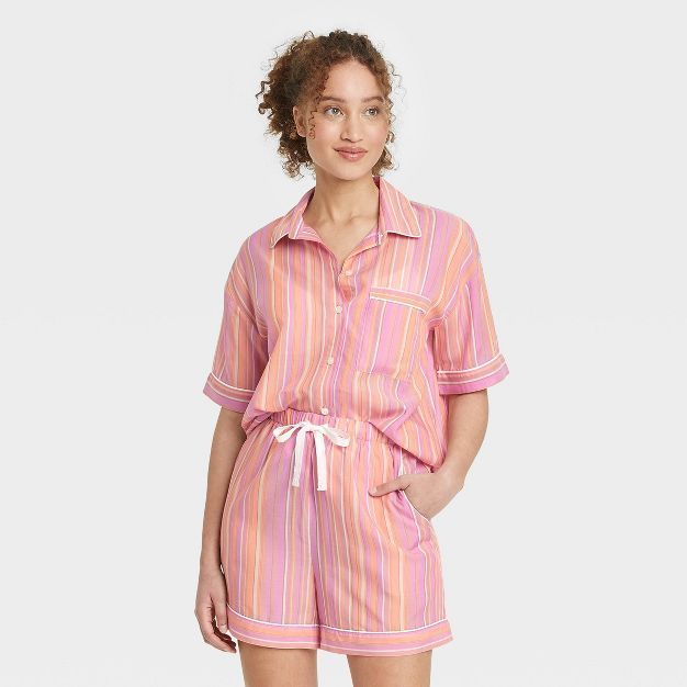 Women's Striped Simply Cool Short Sleeve Button-Up Shirt - Stars Above™ | Target