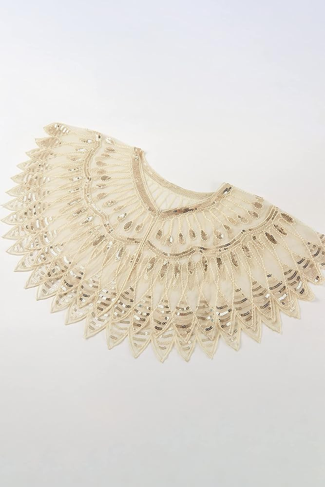 BABEYOND 1920s Shawl Wraps Sequin Beaded Evening Cape Bridal Shawl Bolero Flapper Cover Up | Amazon (US)