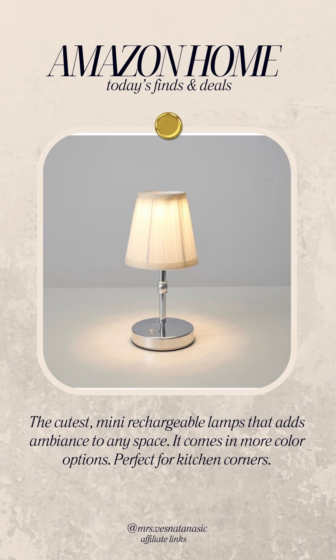 The cutest rechargeable lamp.
Adds instant ambiance to kitchen corners or shelves. Linking it here.

#LTKHome