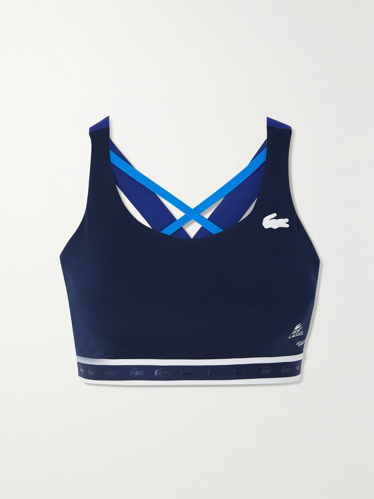 Lacoste - Printed Stretch Sports Bra - Blue | NET-A-PORTER (US)