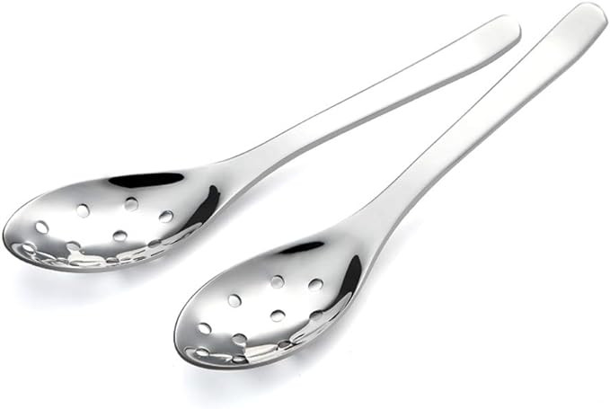 Small Slotted Spoons,AOOSY Modern Stylish Thick Heavy-weight Short handle Stainless Steel 10 Hole... | Amazon (US)