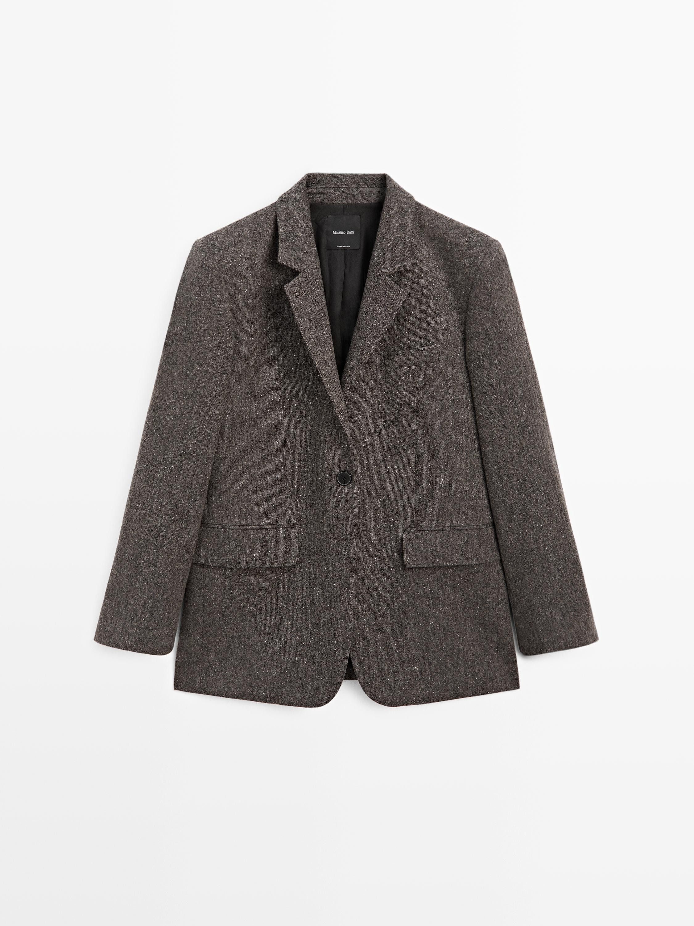 Knickerbocker yarn effect suit blazer | Massimo Dutti UK