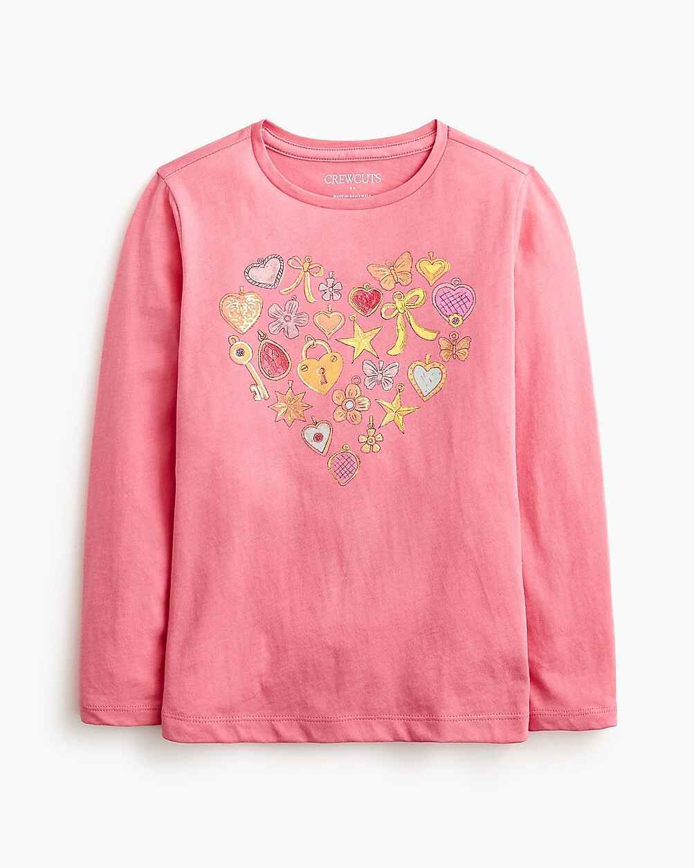 Girls' long-sleeve charm heart graphic tee | J.Crew Factory