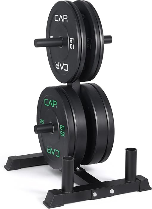 CAP Barbell 2-Inch Olympic Bumper Plate Weight Set with 6 Post Rack | 100-370 lbs | Multiple Opti... | Amazon (US)