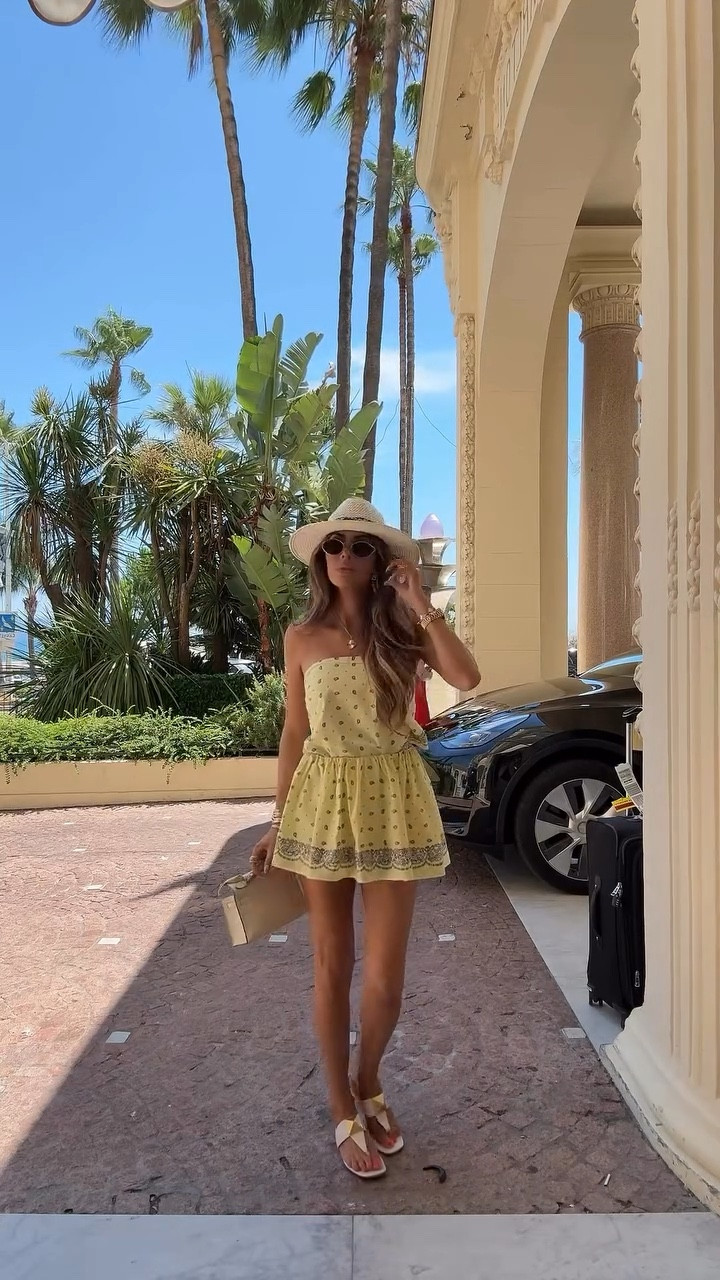 OOTD in Cannes ✨ This bandana top is adorable and has a matching bubble skirt! Wearing a size XS/S in top and size small in skirt! Yellow, Butter yellow, St tropez, France, European summer outfit inspo, Summer outfit inspo, summer outfits, Yellow dress, Butter yellow set, Emily Ann Gemma

#LTKStyleTip #LTKSeasonal #LTKTravel