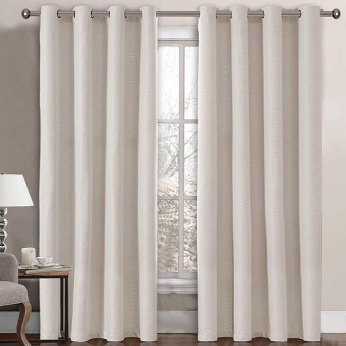 H.VERSAILTEX Linen Blackout Curtain 84 Inches Long for Bedroom / Living Room Thermal Insulated Gr... | Amazon (US)