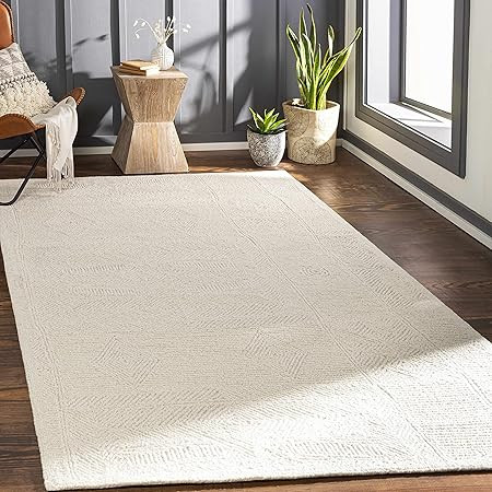 Rugs USA Arrel Speckled Wool-Blend Area Rug - 8x10 Area Rug Contemporary Alabaster for Living Room Bedroom Dining Room | Amazon (US)