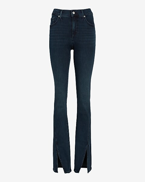 Mid Rise Dark Wash Front Vent Skyscraper Jeans | Express