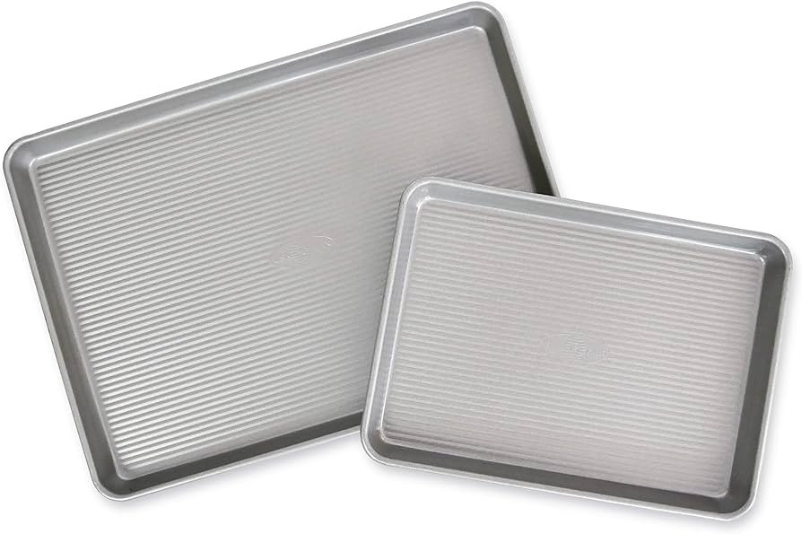 USA Pan Nonstick Half Sheet Pan and Quarter Sheet Pan, Set of 2, Aluminized Steel | Amazon (US)