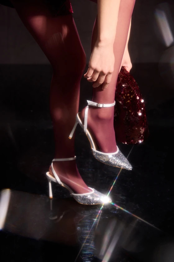 Arley Silver Sequin Ankle Strap Pumps | Lulus