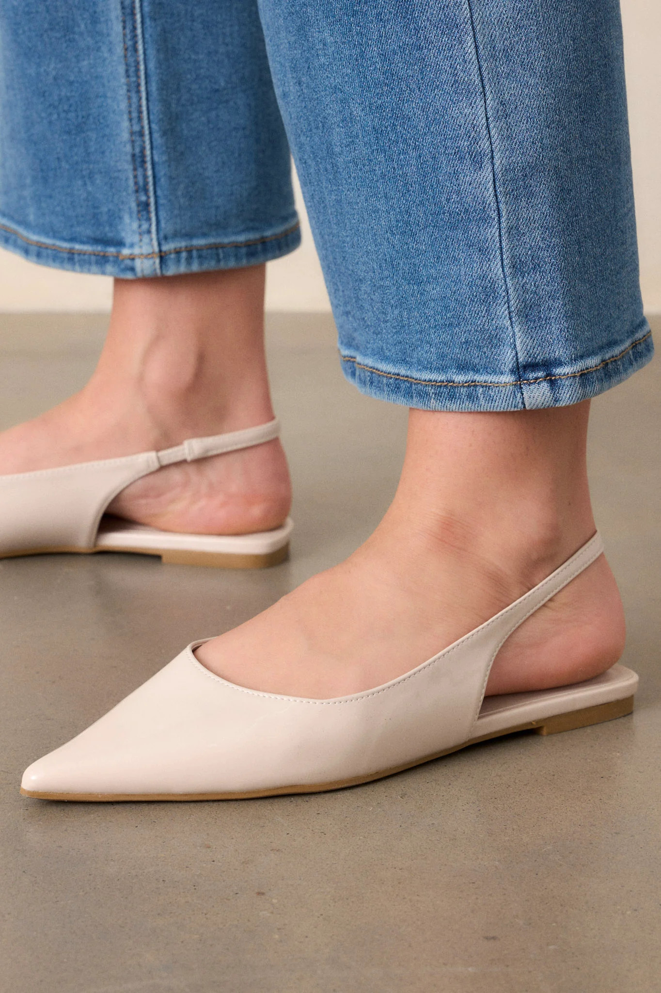 Mixed Feelings Ivory Pointed-Toe Slingback Flats | Red Dress