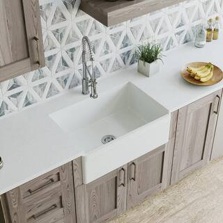 Farmhouse Apron Front Fireclay 30 in. Single Bowl Kitchen Sink in White | The Home Depot