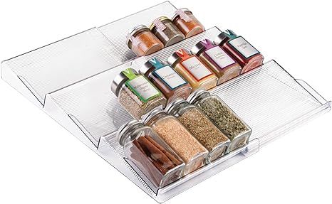 mDesign Adjustable, Expandable Plastic Spice Rack, Drawer Organizer for Kitchen Cabinet Drawers -... | Amazon (US)