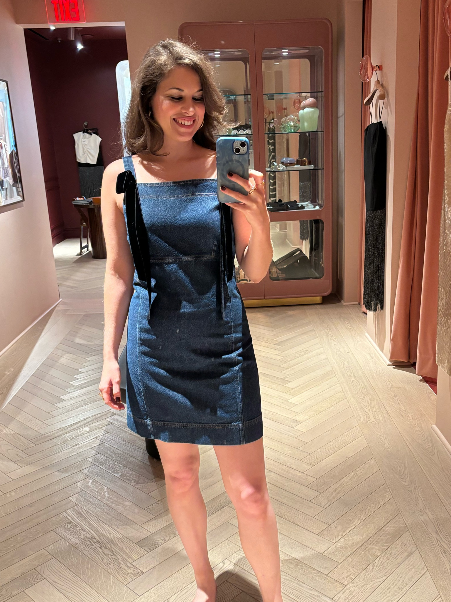 Denim Dress? Yes! Feel comfortable and chic in this mini denim dress with velvet accents!

#LTKParties #LTKWorkwear #LTKSeasonal