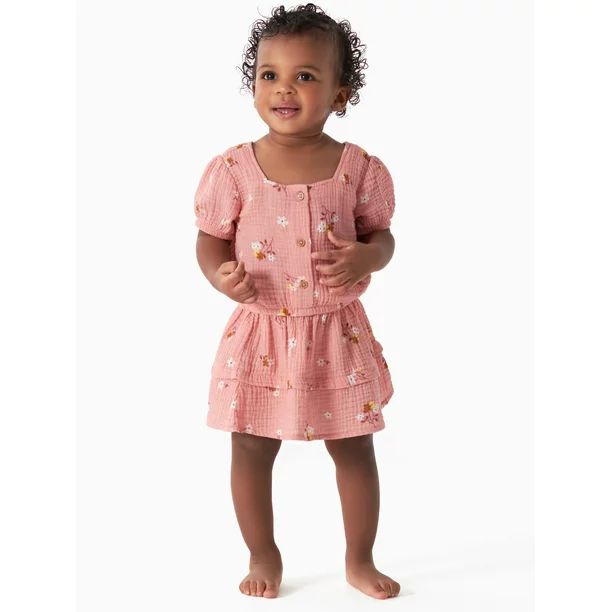 Modern Moments by Gerber Baby and Toddler Girls Top and Skirt Set, 2-Piece, Sizes 12M-5T | Walmart (US)