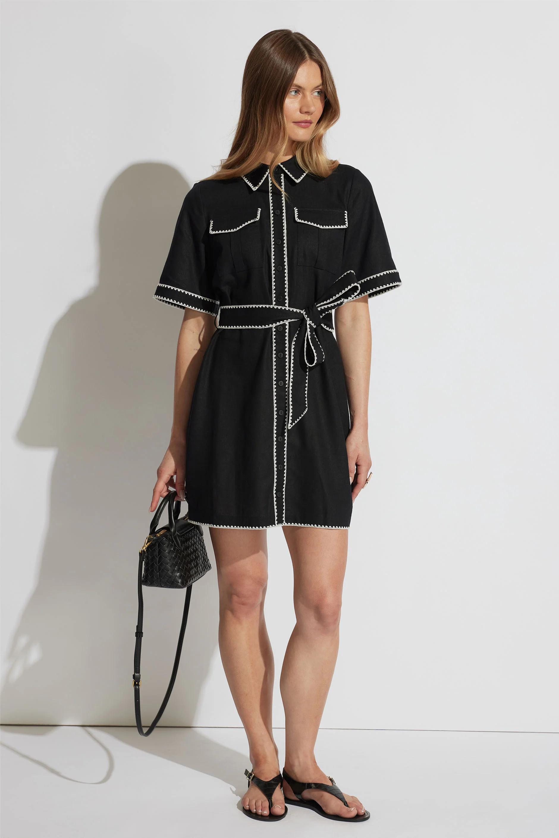 Lilly Mini Shirt Dress - Black | DECJUBA | DECJUBA