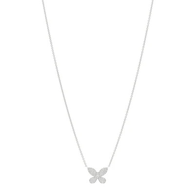 Graff 18K White Gold Small Diamond Butterfly Pendant Pave Necklace | FASHIONPHILE (US)